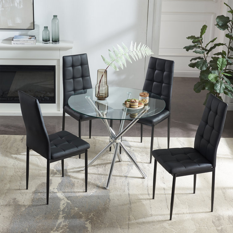 Glass table 4 chairs set new arrivals